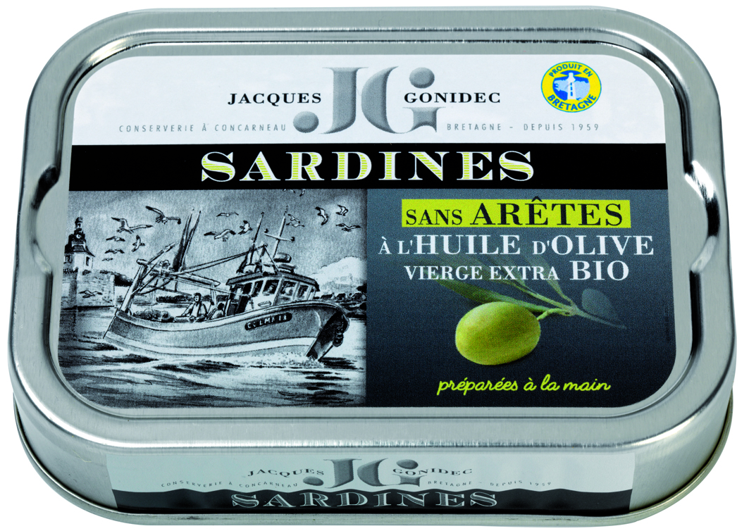 Jacques Gonidec Sardientjes zonder graten in olijfolie 115g - 3007